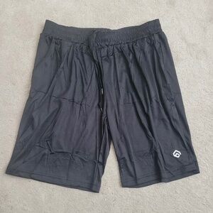 LOMSOE Men's Workout Drawstring Shorts Size Large Black